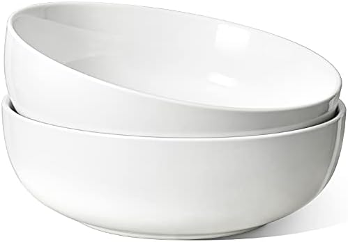  Pasta Bowls 45 OZ, Large Salad Bowls And Serving Bowls, Soup Bowl, Ceramic Pasta Plates - 8.5 Inch, Set Of 4, White