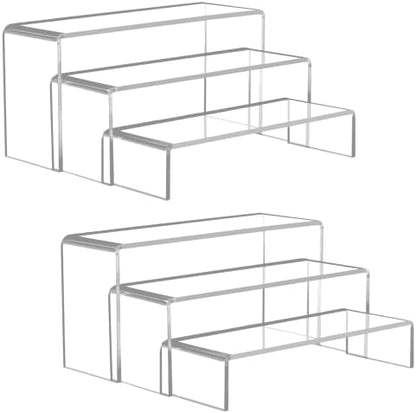  Acrylic Display Risers 2 Sets - 9'' Risers For Display Clear Acrylic Risers For Display Thicken Acrylic Shelf Riser For Figure Collection Jewelry Cup Perfume Cake Buffet 6pcs 3 Assorted Sizes