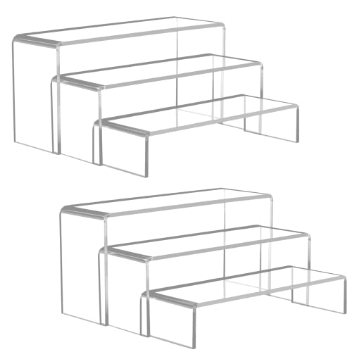  Acrylic Display Risers 2 Sets - 9'' Risers For Display Clear Acrylic Risers For Display Thicken Acrylic Shelf Riser For Figure Collection Jewelry Cup Perfume Cake Buffet 6pcs 3 Assorted Sizes