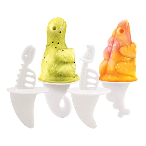  Dino Popsicle Molds (Set Of 4) - Mess-Free Silicone Ice Pops For Homemade Freezer Snacks / Dishwasher-Safe, BPA-Free