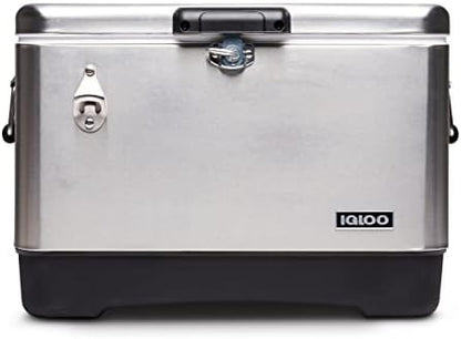 Igloo 54 Qt Steel Belted Legacy Stainless Steel Cooler With Bottle Opener