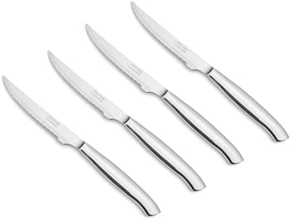  6 Piece Steak Knife Set 4 Inch. Pocket Knife Pack With Pearl Edge For Cutting And Fillet Meat. Monoblock Stainless Steel Blade And Handle. Series Mesa