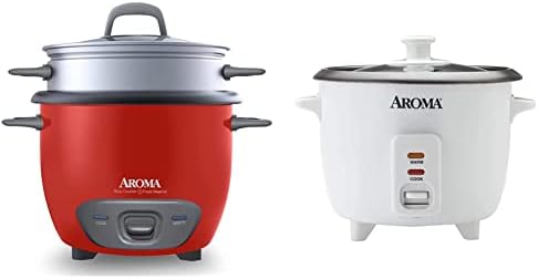 RC-743-1NGR 6-Cup (Cooked) (3-Cup UNCOOKED) Pot Style Rice Cooker And Food Steamer,Red & Aroma 6-cup (cooked) 1.5 Qt. One Touch Rice Cooker, White (ARC-363NG)