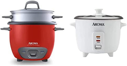  RC-743-1NGR 6-Cup (Cooked) (3-Cup UNCOOKED) Pot Style Rice Cooker And Food Steamer,Red & Aroma 6-cup (cooked) 1.5 Qt. One Touch Rice Cooker, White (ARC-363NG)