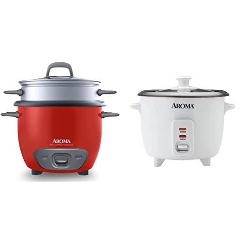  RC-743-1NGR 6-Cup (Cooked) (3-Cup UNCOOKED) Pot Style Rice Cooker And Food Steamer,Red & Aroma 6-cup (cooked) 1.5 Qt. One Touch Rice Cooker, White (ARC-363NG)