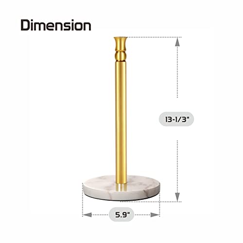  Paper Towel Holder Stand, One-Handed Ripping Paper Towel Roll Holder Countertop, Heavy Marble Base, NOT Tip Over - (Marble Base, Gold)