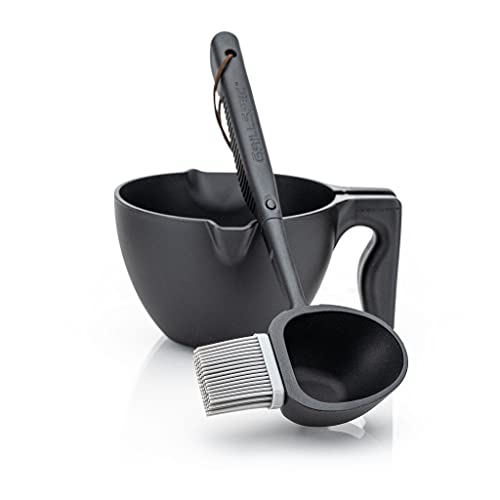  Tomahauk Ultimate Sauce Delivery System - Ladle Spoon Silicon Brush Boar Bristle Brush Mop Brush Basting Brush Pastry Brush With Sauce Bowl Grilling Gifts For Dad Men