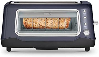 Dash Clear View Toaster: Extra Wide Slot Toaster With See Through Window - Defrost, Reheat + Auto Shut Off Feature For Bagels, Specialty Breads & Other Baked Goods - Black