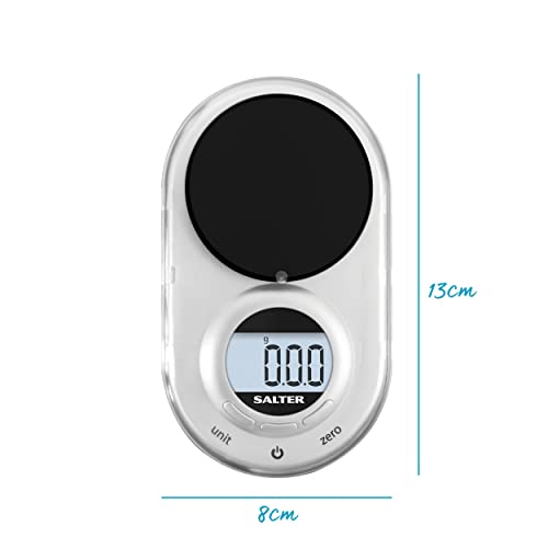 Salter Alter 1260 SVDRA Precision Electronic Scale, Micro Pocket Digital Scales, 500g Capacity, In 0.05g Increments, Neat Storage, Large LCD Display, Compact, Discreet Design, For Jewellery, Spices, Coins