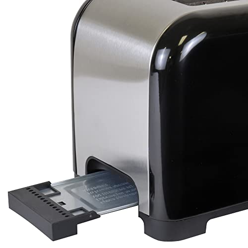  Enmore 2-Slice Toaster, Black Stainless Steel, Extra Wide Slots, Bagel And Defrost Functions, 9 Browning Levels, Removable Crumb Tray, For Bread, Toast, English Muffin, Toaster Strudel