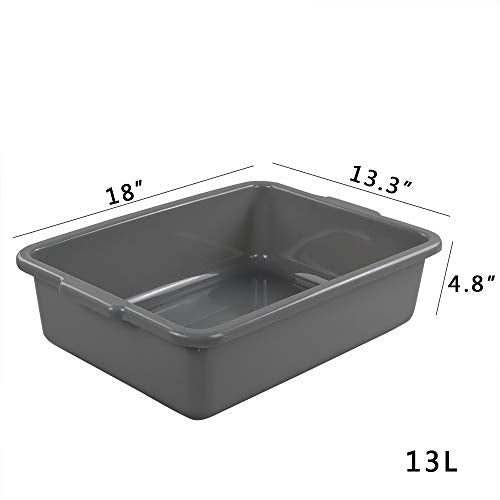  4-Pack Bus Tubs, Commercial Tote Box, Plastic Bus Box (13 L Capacity), Grey