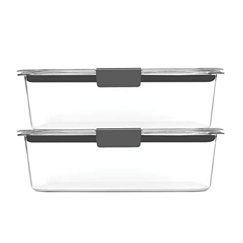 Rubbermaid Leak-Proof Brilliance Food Storage Set | 9.6 Cup Plastic Containers With Lids, 2-Pack, Clear & Brilliance Food Storage Container, BPA Free Plastic, Medium, 3.2 Cup, 5 Pack, Clear