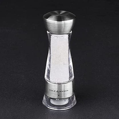 Cole & Mason Gourmet Precision Windermere Salt Mill, Stainless Steel And Acrylic 16.5 Cm