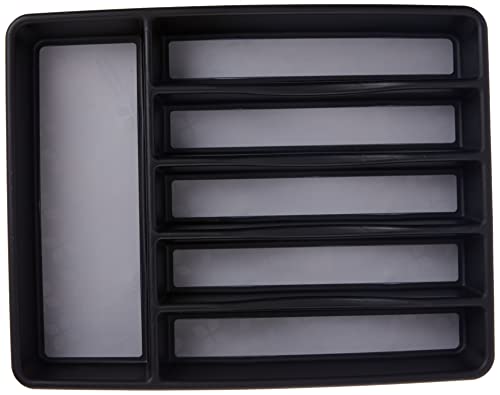  Rubbermaid No-Slip Large, Silverware Tray Organizer, Black With Gray