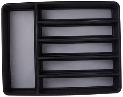  Rubbermaid No-Slip Large, Silverware Tray Organizer, Black With Gray