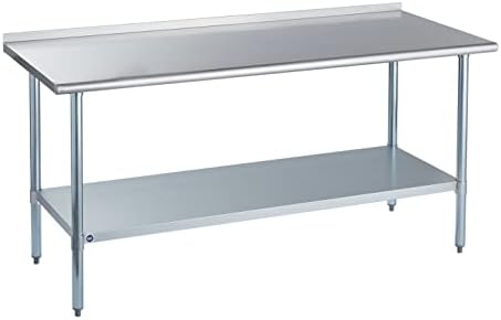  OCKPOINT Stainless Steel Table For Prep & Work With Backsplash 60x24 Inches, NSF Metal Commercial Kitchen Table With Adjustable Under Shelf And Table Foot For Restaurant, Home And Hotel