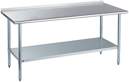  OCKPOINT Stainless Steel Table For Prep & Work With Backsplash 60x24 Inches, NSF Metal Commercial Kitchen Table With Adjustable Under Shelf And Table Foot For Restaurant, Home And Hotel