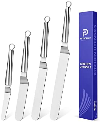  Cing Spatula, Cake Straight Spatula Set With 4, 6, 8 & 10 Inch Blades, Stainless Steel Handle Suitable For Home, Kitchen Or Bakery