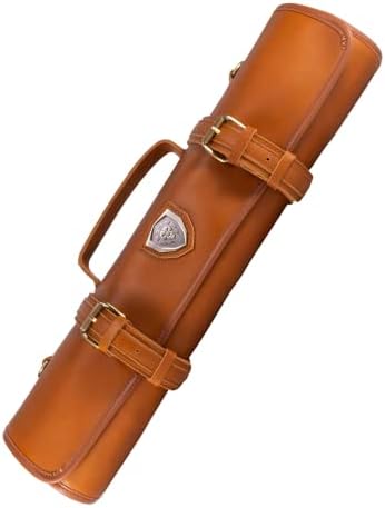  - Large Chef Knife Roll Bag - Brazilian Leather - California Brown - Vagabond Series - 16 Slots - Interior And Rear Zippered Pockets - Blade Travel Storage/Case