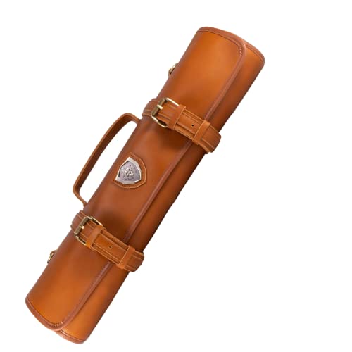  - Large Chef Knife Roll Bag - Brazilian Leather - California Brown - Vagabond Series - 16 Slots - Interior And Rear Zippered Pockets - Blade Travel Storage/Case