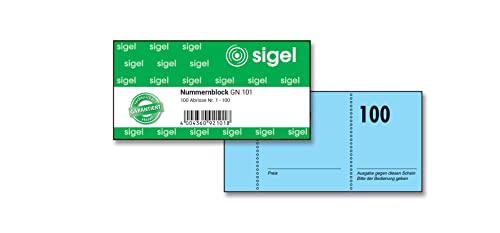  Sigel GN101 Number Pad 100 Bons 10.5 X 5 Cm