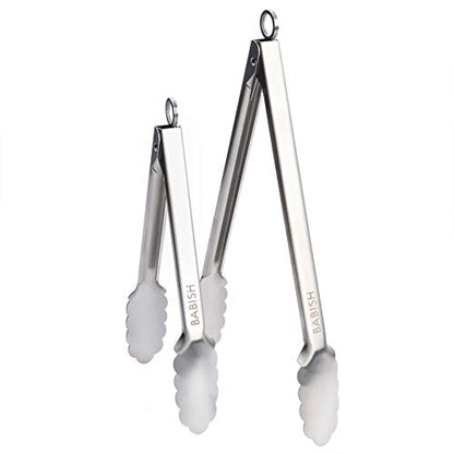  12” & 9” Locking Kitchen Tong Set, Stainless Steel