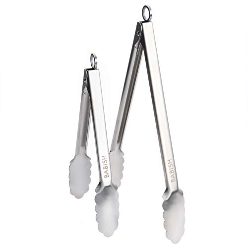  12” & 9” Locking Kitchen Tong Set, Stainless Steel