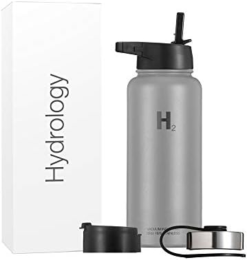  Ydrology Water Bottle - 18 Oz, 22 Oz, 32 Oz, 40 Oz, Or 64 Oz With 3 LIDS Double Wall Vacuum Insulated Stainless Steel Wide Mouth Sports Hot & Cold Thermos (22 Oz, Pacific Blue)