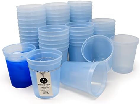  16 Oz Reusable Plastic Stadium Cups, Bulk 50 Pk, USA Made, BPA-Free Dishwasher Safe Plastic Tumblers, Light Pink