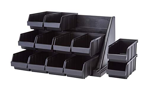  Cambro 12RS12110 Black Versa Self Serve Condiment Bin Stand Set With 3-Tier Stand And 12" Condiment Bins Case Of 1