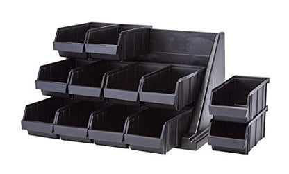  Cambro 12RS12110 Black Versa Self Serve Condiment Bin Stand Set With 3-Tier Stand And 12" Condiment Bins Case Of 1