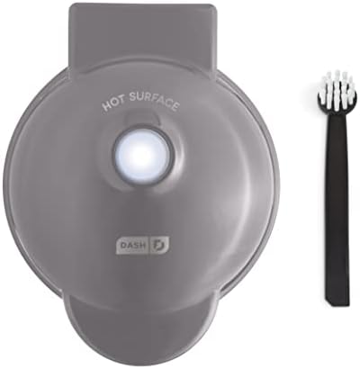 Dash Deluxe Mini Maker For Individual Waffles, Hash Browns, Keto Chaffles With Included Brush And Cord Wrap, And Easy To Clean Non-Stick Surfaces, 4 Inch, Storm Grey