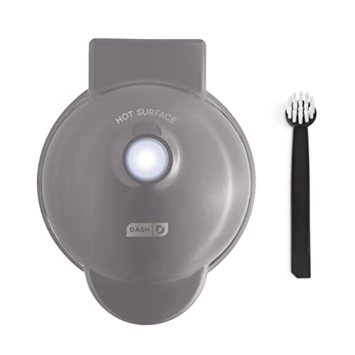 Dash Deluxe Mini Maker For Individual Waffles, Hash Browns, Keto Chaffles With Included Brush And Cord Wrap, And Easy To Clean Non-Stick Surfaces, 4 Inch, Storm Grey