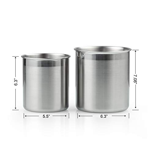  Cook N Home Stainless Steel Utensil Holder Jumbo 2PC Set, 5.5-inch X 6.3-inch And 6.3-inch X 7.08-inch, Silver