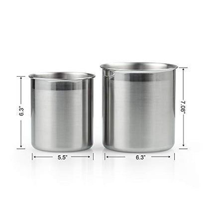  Cook N Home Stainless Steel Utensil Holder Jumbo 2PC Set, 5.5-inch X 6.3-inch And 6.3-inch X 7.08-inch, Silver