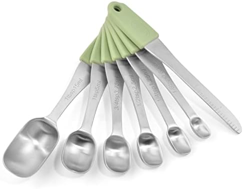 Measuring Spoons 18/8 Stainless Steel Measuring Spoons Set Of 7 Piece With 1 Leveler Dry And Liquid Ingredients (Dual Sided)