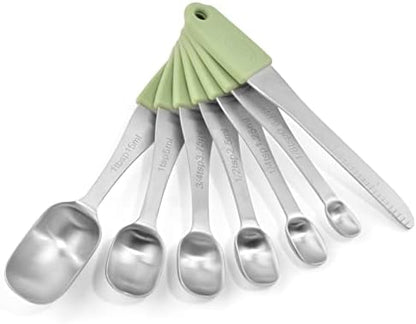  Measuring Spoons 18/8 Stainless Steel Measuring Spoons Set Of 7 Piece With 1 Leveler Dry And Liquid Ingredients (Dual Sided)