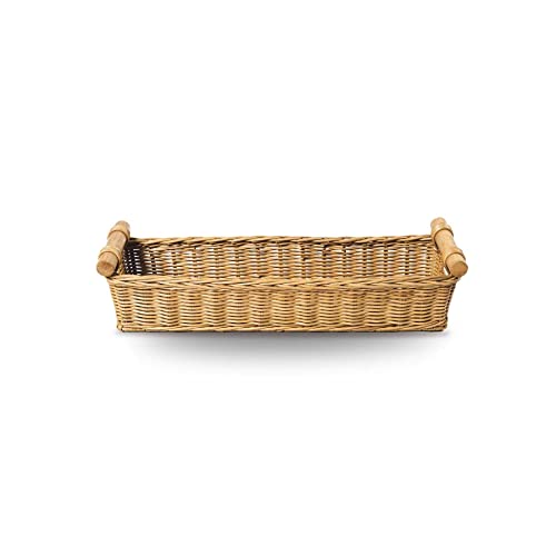  Ong Narrow Pole Handle Wicker Basket, Small, 17 In L X 5 In W X 5.25 In H, Sandstone