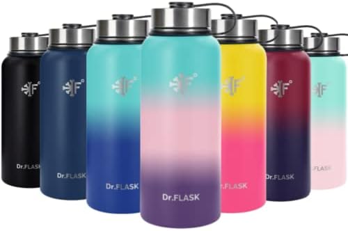  Sports Water Bottle - 32 Oz, 3 Lids (Straw Lid), Leak Proof, Vacuum Insulated Stainless Steel, Double Walled, Thermo Mug, Metal Canteen