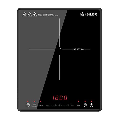  Portable Induction Cooktop, ISiLER 1800W Electric Induction Cooker Cooktop With Kids Safety Lock, Sensor Touch Countertop Burner With Timer For Apartment RV Camper
