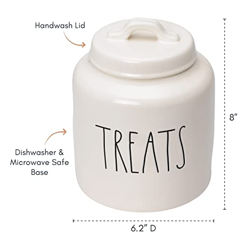  Ae Dunn Ceramic Cookie Jar, Dog Biscuit Kitchen Canister With Lid, Hand-Lettered “Treats” Snack Jar