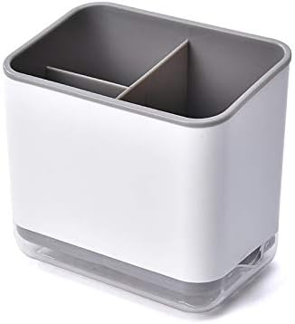  Utensil Holder Cutlery Drainer Sink Caddy, Silverware Storage Organizer Caddy Grips Sinkware For Flatware/Forks/Knives/Spoons 3 Compartments With Drainer Ideal Kitchen Sink Organiser (GRAY)