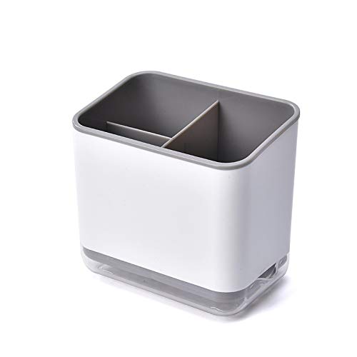  Utensil Holder Cutlery Drainer Sink Caddy, Silverware Storage Organizer Caddy Grips Sinkware For Flatware/Forks/Knives/Spoons 3 Compartments With Drainer Ideal Kitchen Sink Organiser (GRAY)