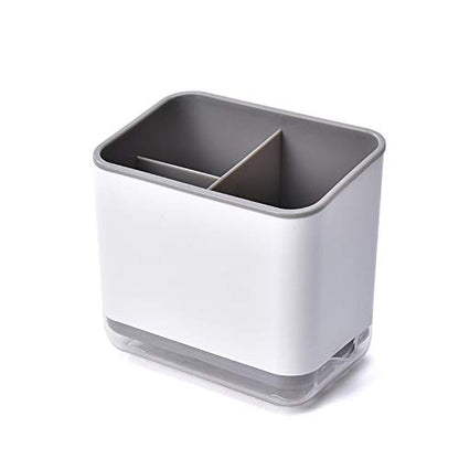  Utensil Holder Cutlery Drainer Sink Caddy, Silverware Storage Organizer Caddy Grips Sinkware For Flatware/Forks/Knives/Spoons 3 Compartments With Drainer Ideal Kitchen Sink Organiser (GRAY)