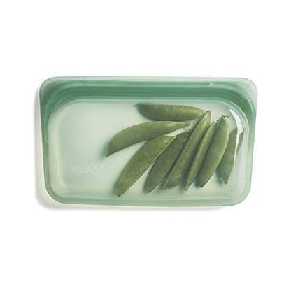  Silicone Reusable Storage Bag, Snack (Agave) | Food Meal Prep Storage Container | Lunch, Travel, Makeup, Gym Bag | Freezer, Oven, Microwave, Dishwasher Safe, Leakproof