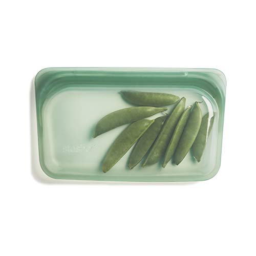  Silicone Reusable Storage Bag, Snack (Agave) | Food Meal Prep Storage Container | Lunch, Travel, Makeup, Gym Bag | Freezer, Oven, Microwave, Dishwasher Safe, Leakproof