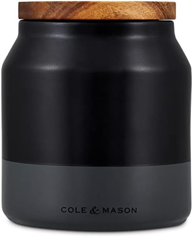 Cole & Mason H822140 Linton Black/Grey Utensil Pot Holder | Kitchen Organisation, Utensils Storage Jar | Ceramic | (H) 160 Mm X (D) 120 Mm | 2 Year Guarantee