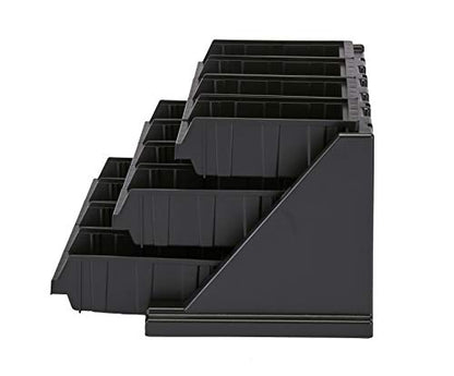  Cambro 12RS12110 Black Versa Self Serve Condiment Bin Stand Set With 3-Tier Stand And 12" Condiment Bins Case Of 1