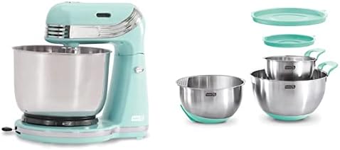 Dash Ash Stand Mixer (Electric Everyday Use): 6 Speed & Quest Countertop Blender 1.5L With Stainless Steel Blades For Coffee Drinks, Deserts, Frozen Cocktails, Purées, Shakes, Soups - Aqua