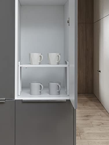  Nxconsu Expandable Cabinet Shelf Organizer Storage Rack Shelf Riser For Kitchen Pantry Cupboard Bathroom Under Sink Counter Countertop Desk Space Saver Freestanding Stackable Heavy Duty White Large